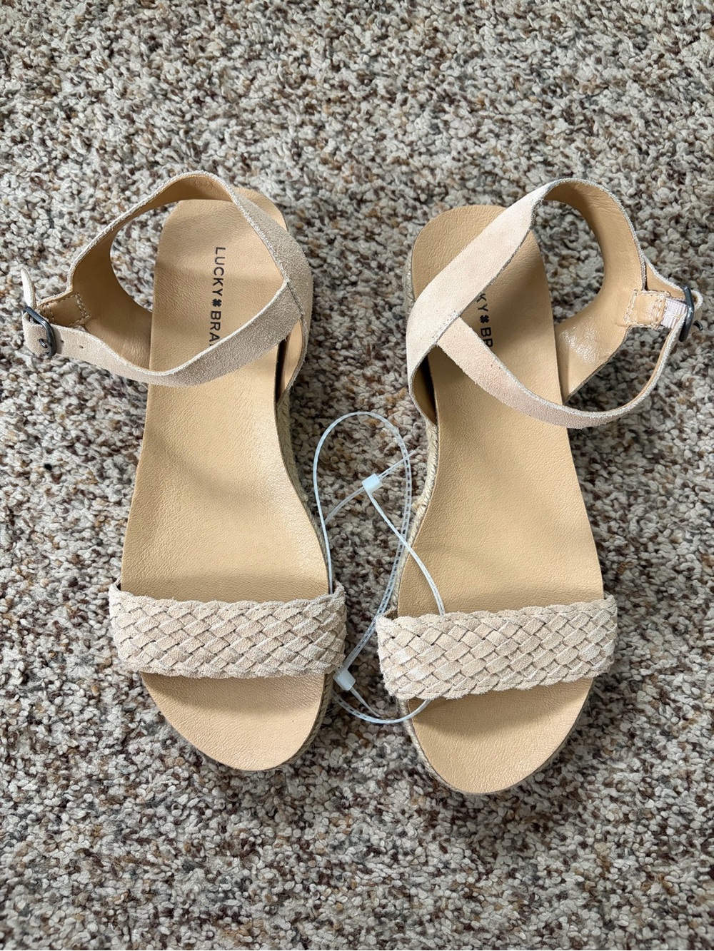 Lucky Brand Tan Braided Strap Ankle Sandals
